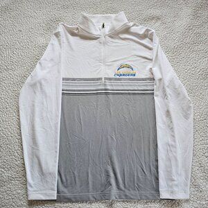 Los Angeles Chargers Antigua M White/Gray Long Sleeve 1/4 Zip Pullover Shirt